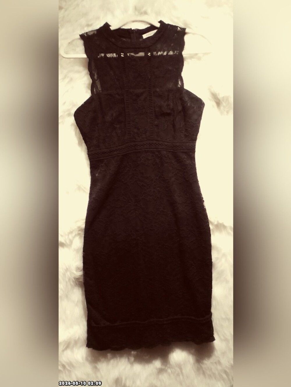 Liberty Love Black Lace High Neck Midi Dress Small